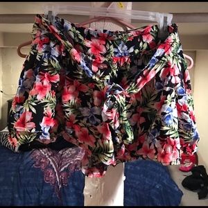 Floral tie front skort shorts